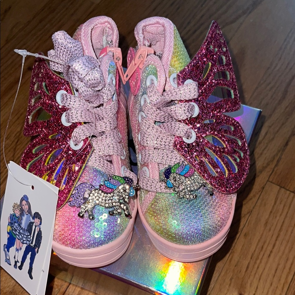 Rainbow Glitter Butterfly Sneakers